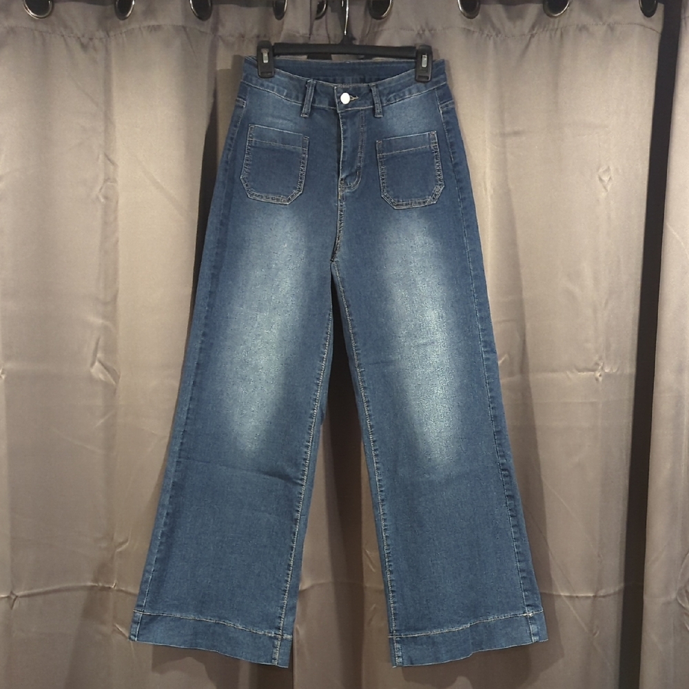 Classic Blue Wide-Leg Women Jeans Size M